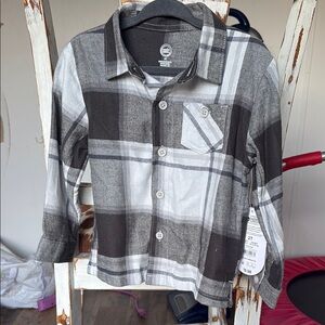 Gray and Black Plaid Button-Up Shirt